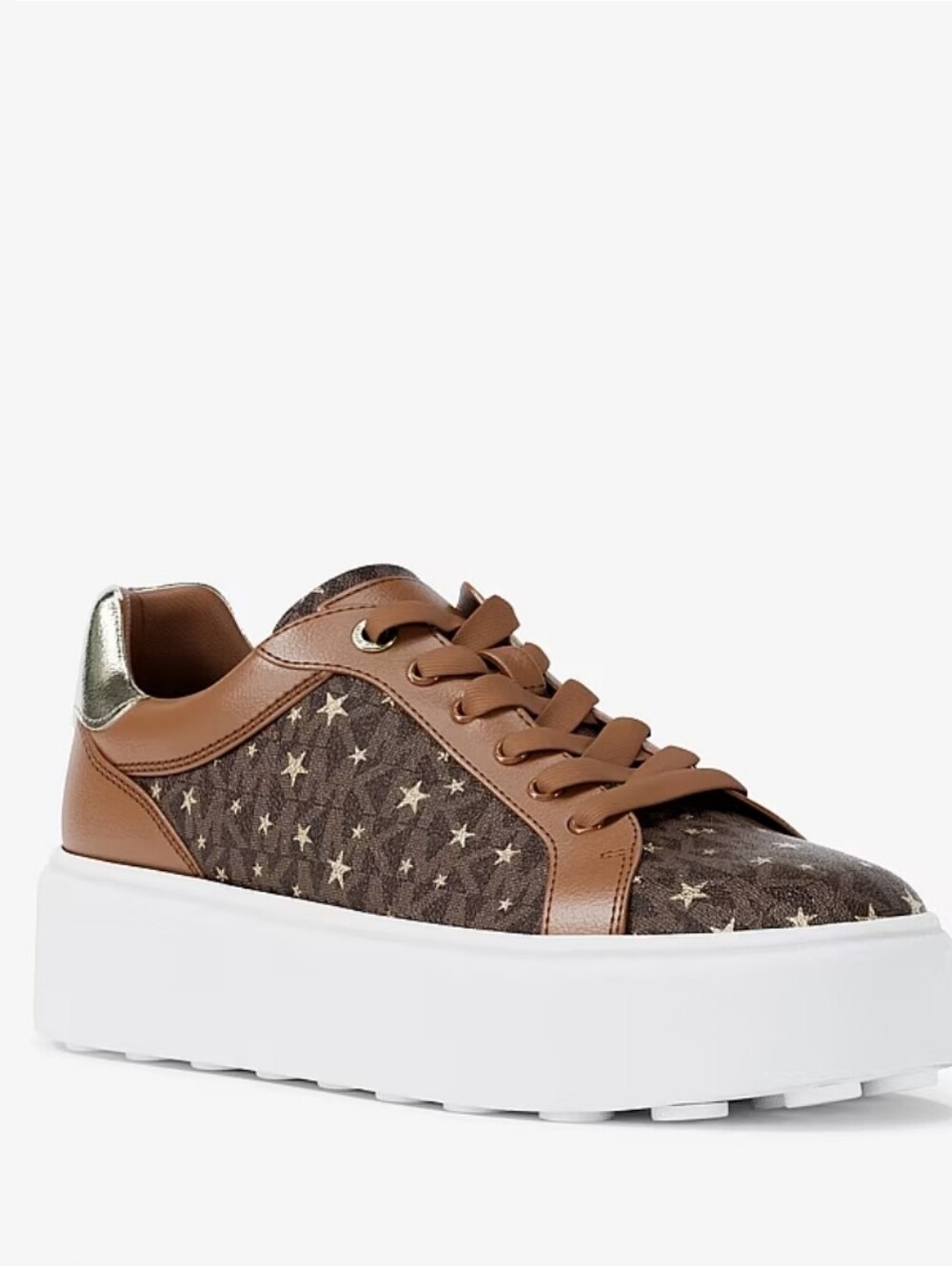 Michael Kors Romey Printed Signature Logo Sneaker in brown Stars Print Size 7.5